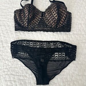Black Lace Bra and Panty Set